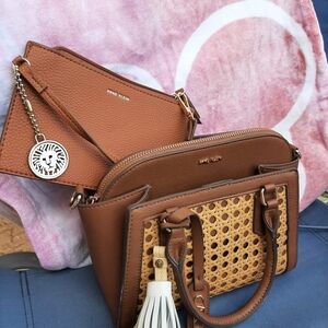 ANNE KLEIN Rattan Tote Set